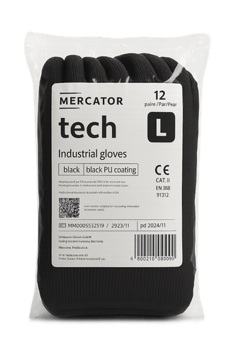 rękawice robocze mercator tech black+black pu - l - 12 par na Arena.pl