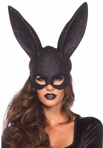 Glitter Masquerade Rabbit Mask Black zdjęcie 1