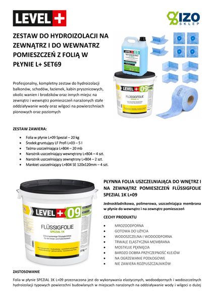 Folia w płynie 20kg Hydroizolacja na Zewnątrz Zestaw Taśma 20m Mankiet zdjęcie 11