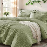 Pościel 220x240 Mikrofibra Seersucker Kora Komplet Zielona Szałwia Zamek