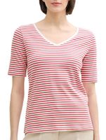 T-Shirt Damski z Dekoltem V Tom Tailor 1045563 Czerwony L