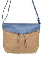 Paola Bags torebka worek dwie kieszonki na zamek brązowo-niebieski 5578-121