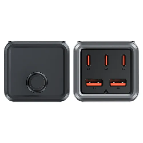 Ładowarka biurkowa Acefast Z2 GaN 75W PD 3x USB-C 2x USB-A - czarno-szara na Arena.pl