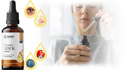 WITAMINA ADEK FORTE KROPLE 30ml WITAMINY A D3 E K2 MK7 ODPORNOŚĆ | INSPORT na Arena.pl