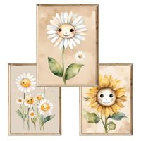Zestaw trzech plakatów dla dzieci Happy Flower