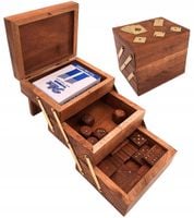 Zestaw Gier 3w1 Karty Kości Domino Drewniane Retro DNU-101