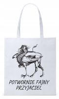 Dla Przyjaciela Na Prezent Torba Eco Biała Shopper Z Nadrukiem Ze Zdjęciem