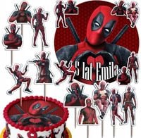 ZESTAW OPŁATEK NA TORT 20CM + TOPPERY - DEAD POOL + IMIĘ 15CM 18CM