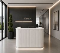 Recepcja glamour biało-srebrna owalna z podświetleniem LED 120 cm