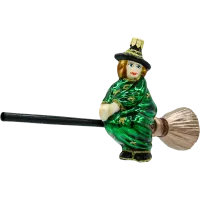 Bombka choinkowa: Czarownica na miotle: zielona