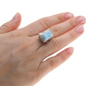 Pierścionek - prostokątny Larimar w srebrze (rozmiar 13)