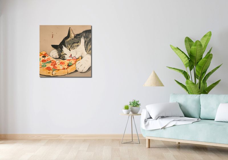 Obraz 70x70cm Pizza Dla Kota zdjęcie 2