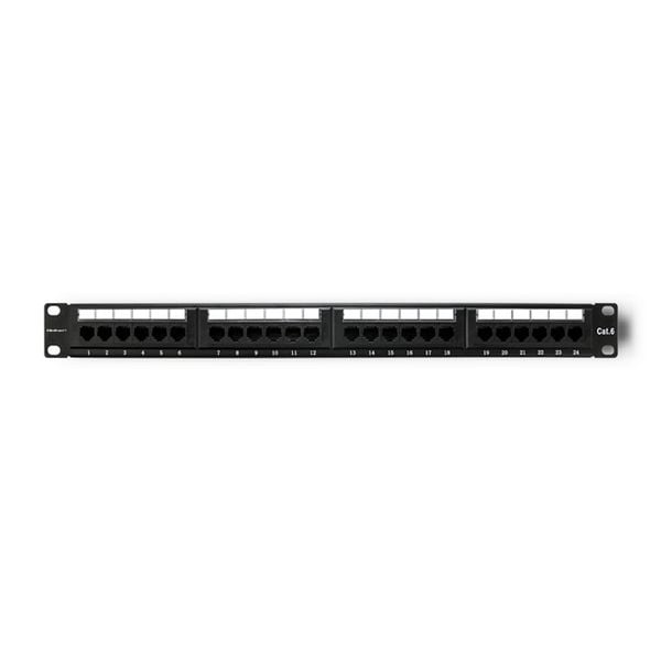 Qoltec Patch panel 24 porty | kat.5E UTP | Czarny zdjęcie 1