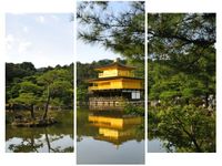 60 90CM OBRAZ 3 ELEM ZŁOTY DOMEK MITH HUANG ŚCIENNY DRUK PŁÓTNO