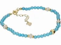 ELEGANCKA POZŁACANA SREBRNA BRANSOLETKA FASETOWANY AKWAMARYN BIAŁY AGAT