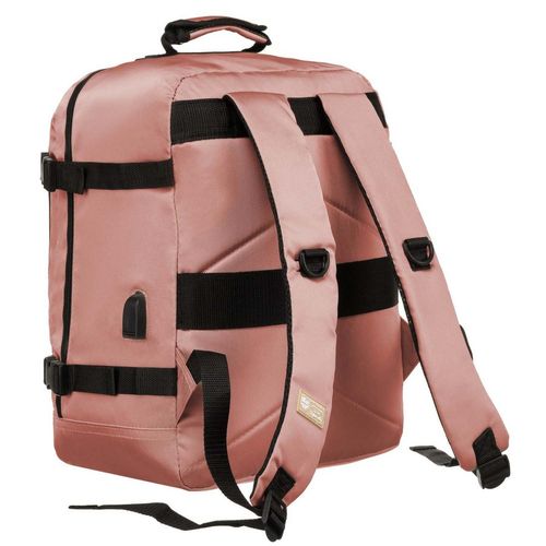 pojemny, podróżny plecak kabinowy z portem usb w różowym kolorze na Arena.pl