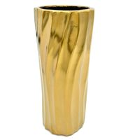 WAZON CERAMICZNY ZŁOTY FLAKON NA KWIATY 30cm NOWOCZESNY DEKORACYJNY