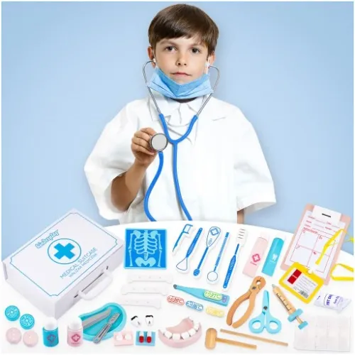 ZESTAW MAŁEGO LEKARZA DLA DZIECI DOKTOR PIELĘGNIARKA WALIZKA KINDERPLAY na Arena.pl