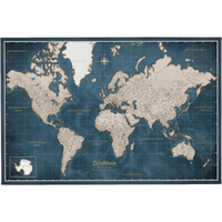 Mapa Świata Tablica Korkowa Edukacyjna Dekoracyjna Niebieska 120x80 cm