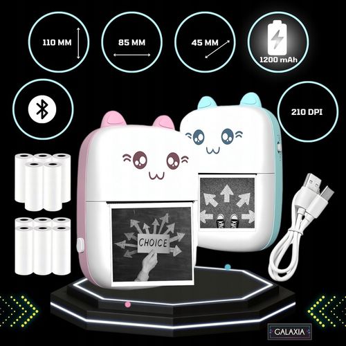 Mini Drukarka Termiczna DRUKUŚ ORYGINALNY Do Zdjęć Przenośna + 11 ROLEK na Arena.pl