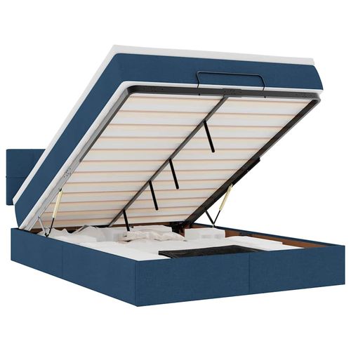 Rama łóżka otomana z materacem, niebieska, 140x200 cm, tkanina na Arena.pl