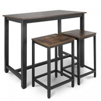 Loftowy zestaw barowy, vintage stół i 2 stołki, metal/drewno