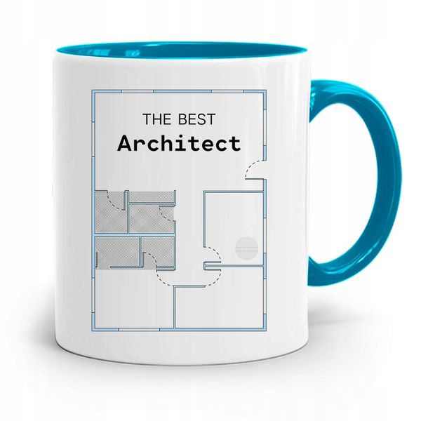 Kubek Błękitny Architekta The Best Architect Z Nadrukiem Ze Zdjęciem zdjęcie 1