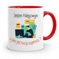 Kubek Czerwony Prezent Dla Księgowej Księgowego Z Nadrukiem Ze Zdjęciem