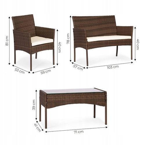 ZESTAW MEBLI OGRODOWYCH Z TECHNORATTANU ŁAWKA STÓŁ KRZESŁA BRĄZ MultiGarden na Arena.pl