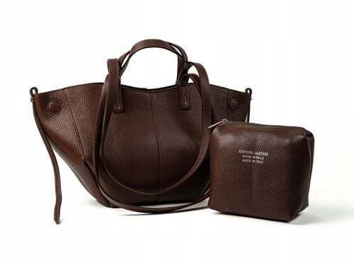 Torebka Damska ze Skóry Naturalnej z Magnetycznymi Zapięciami Cognac na Arena.pl