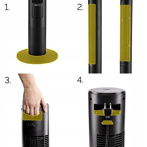 Wentylator kolumnowy stojący Cichy Yoer +10m zasięg 4 tryby Jonizacja na Arena.pl