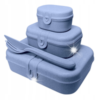 Lunch Box ze sztućcami Pascal Ready Organic blue K3168871 Koziol