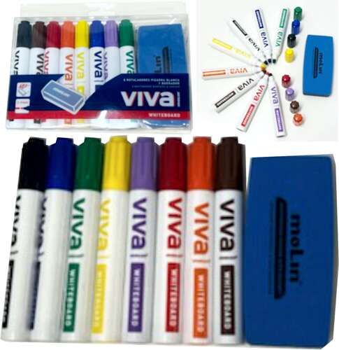 MARKERY DO TABLIC SUCHOŚCIERALNYCH VIVA 8KOL + GĄBKA na Arena.pl