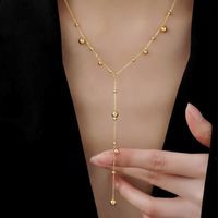 NASZYJNIK ZŁOTY DŁUGI KRAWATKA KULKI STAL CHIRURGICZNA 316 L