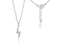 Delikatny rodowany srebrny naszyjnik gwiazd celebrytka piorun błyskawica cyrkonie srebro 925 Z1702N