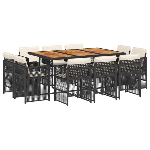 11-cz. zestaw mebli do ogrodu, z poduszkami, czarny rattan PE na Arena.pl