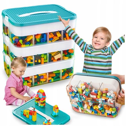 POJEMNIK na Klocki 3-PIĘTROWY WARSTWOWY ORGANIZER z Przegródkami 18 L na Arena.pl