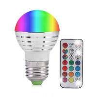 ŻARÓWKA KOLOROWA LED RGB + PILOTY ZESTAW DO DOMU HOTELU SYPIALNI E27 3W
