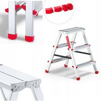 Drabina aluminiowa składana 3 stopniowa 2x3 dwustronna domowa GRATIS STOPKI