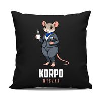 Korpo-myszka - czarna poduszka na prezent KORPOHUMOR ŚMIESZNE KORPO