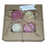 Box Świece Sojowe Prezent Zestaw 4 Róże Dzień Babci Dziadka Walentynki