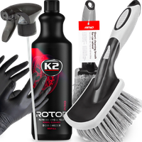 K2 ROTON PRO 1L KRWAWA FELGA PŁYN DO MYCIA KÓŁ SZCZOTKA DO FELG RĘKAWICZKI