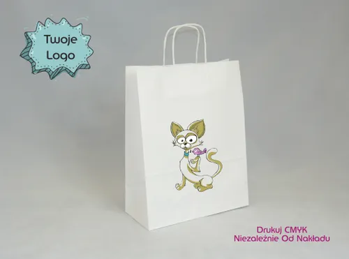 Torba papierowa biała A424/25 x 11 x 32 cm na Arena.pl