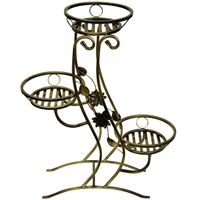 Kwietnik 92 cm metaloplastyka na 3 kwiaty złoty stylowy idealny stojacy