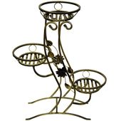 Kwietnik 92 cm metaloplastyka na 3 kwiaty złoty stylowy idealny stojacy