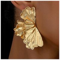 Kolczyki Sztyfty Nieregularne Kolor Złote Gniecione Wachlarze Długie 66mm