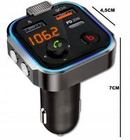 TRANSMITER FM SAMOCHODOWY BLUETOOTH ZESTAW GŁOŚNOMÓWIĄCY SZYBKA ŁADOWARKA