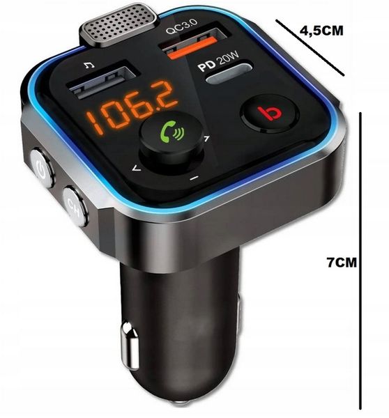TRANSMITER FM SAMOCHODOWY BLUETOOTH ZESTAW GŁOŚNOMÓWIĄCY SZYBKA