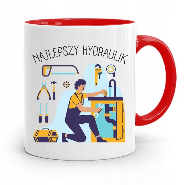 Kubek Czerwony Prezent Dla Hydraulika Najlepszy Z Nadrukiem Ze Zdjęciem zdjęcie 1