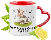 Kubek Czerwony Z Uszkiem W Kształcie Serca Dla Alfonsa Na Prezent